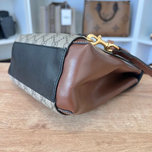 GG Supreme Monogram Calfskin Padlock Backpack Beige Cuir Black - Picture 9 of 15